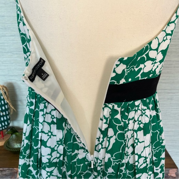 Kathryn Conover Green and White floral Spaghetti Strap Sun Dress Mini Size 6 - Picture 4 of 10